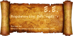Bogdanovics Böngér névjegykártya